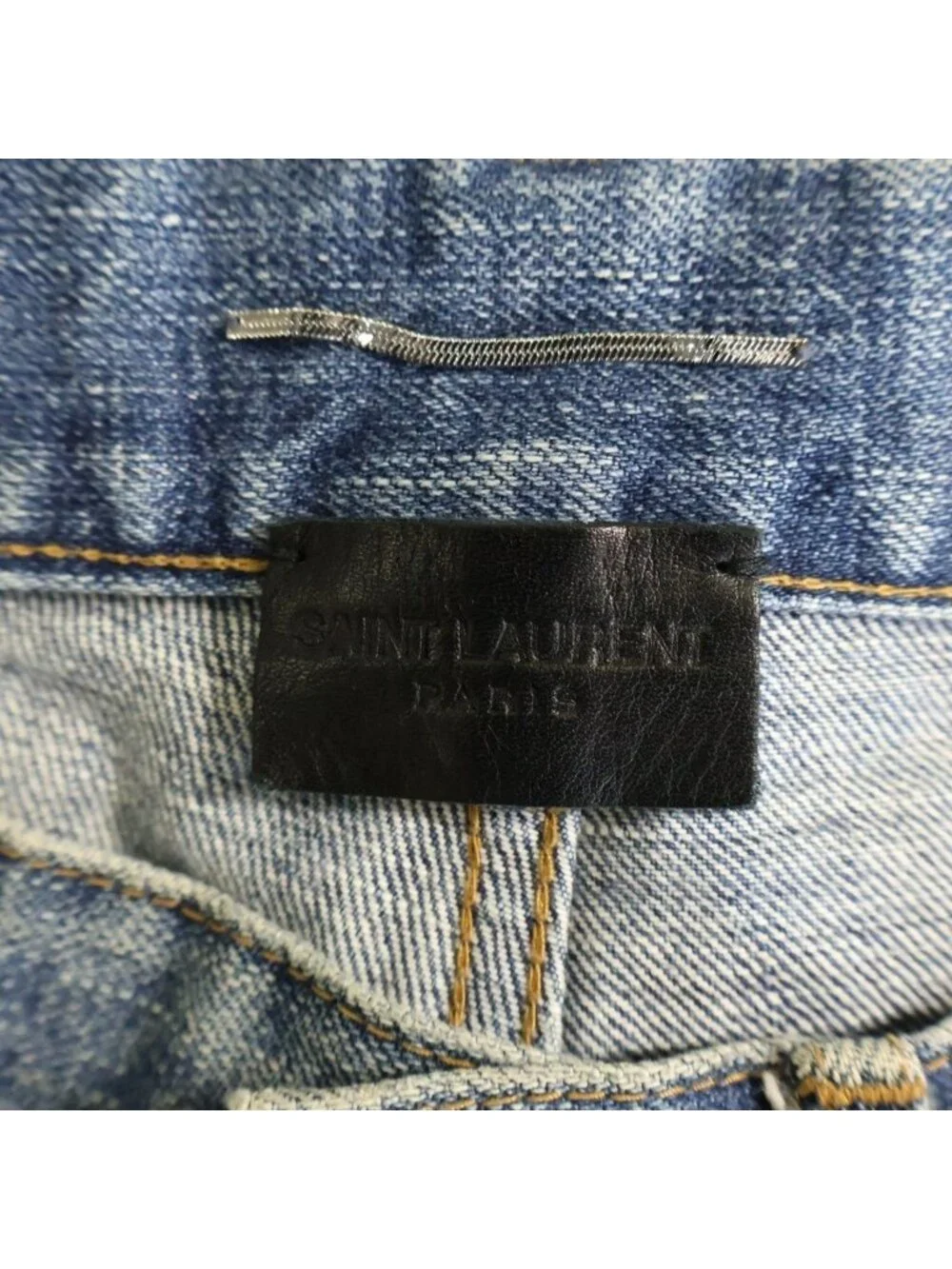 Saint Laurent Paris Destroyed Skinny Denim Pants Indigo Blue 27 Jeans